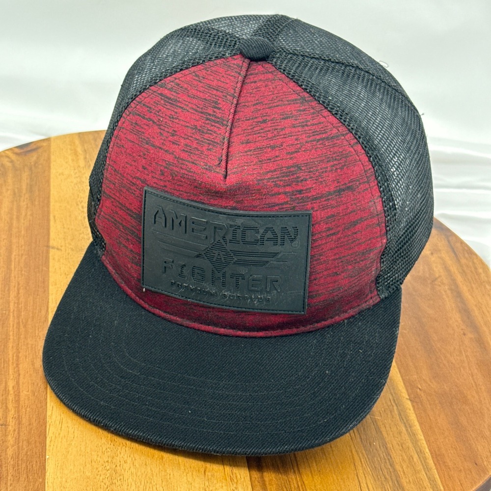 American Fighter Trucker Hat Mens OS Burgundy Black Poly Cotton Snapback